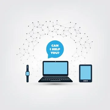 AI, Voice Assistant, Speech Driven User Interface  Illustrazione stock