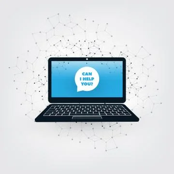 AI, Voice Assistant, Speech Driven Modern User Interface on Laptop Computer Stock Illustration