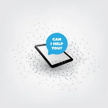 AI, Voice Assistant, Speech Driven Modern User Interface on Tablet PC Stock Illustration