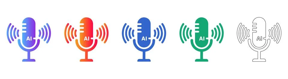 AI Voice Data Icons Stock Illustration