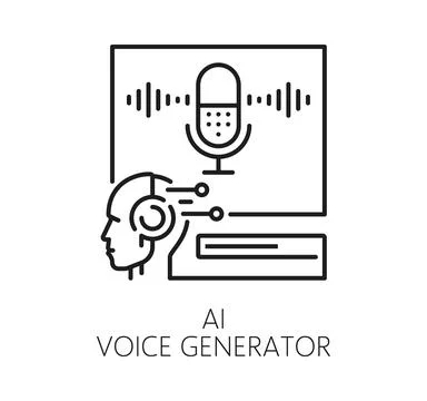 AI voice generator technology outline icon Stock Illustration