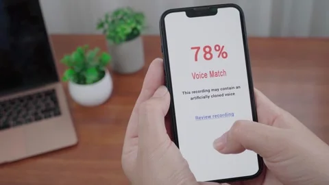 AI Voice Match Alert Warning of Possible Cloned Voice Stock Footage 342669977
