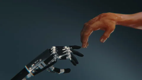 AI Vs Human Arms Touching Stock Footage 271616164