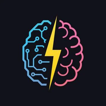 AI vs Human brain comparison artificial intelligence and human thinking concept 스톡 일러스트