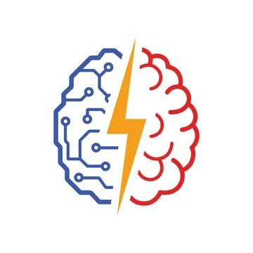AI vs Human brain comparison artificial intelligence and human thinking concept 스톡 일러스트
