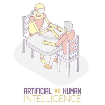 AI vs human concept vector isometric illustration Illustrazione stock