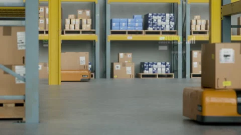 AI - Warehouse Robots Working In Factory Stock Footage 266043302
