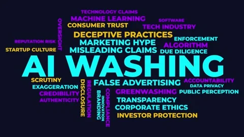 AI Washing Concept Word Cloud Animation Highlighting Tech Marketing Ethics Stock Footage 346718596