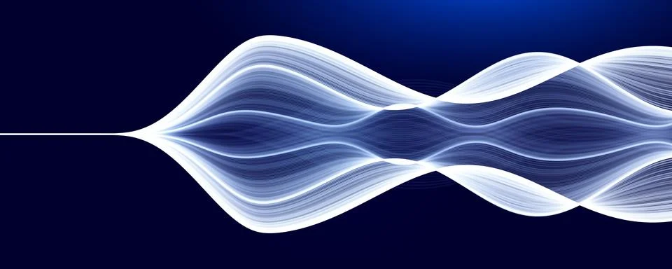 AI Wave Data Stream Digital Wavy Line Flow. Blend Linear Connection, Blue Light Illustrazione stock