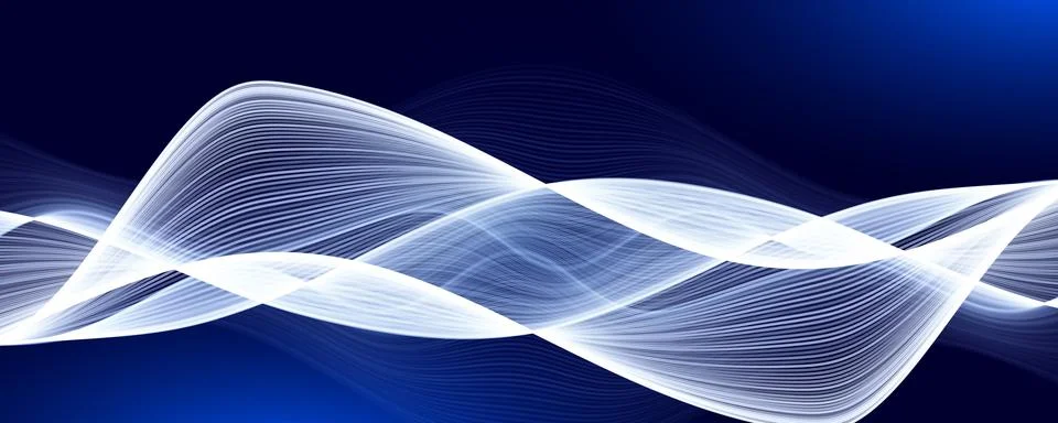 AI Wave Data Stream Digital Wavy Line Flow. Blend Linear Connection, Blue Light Illustrazione stock
