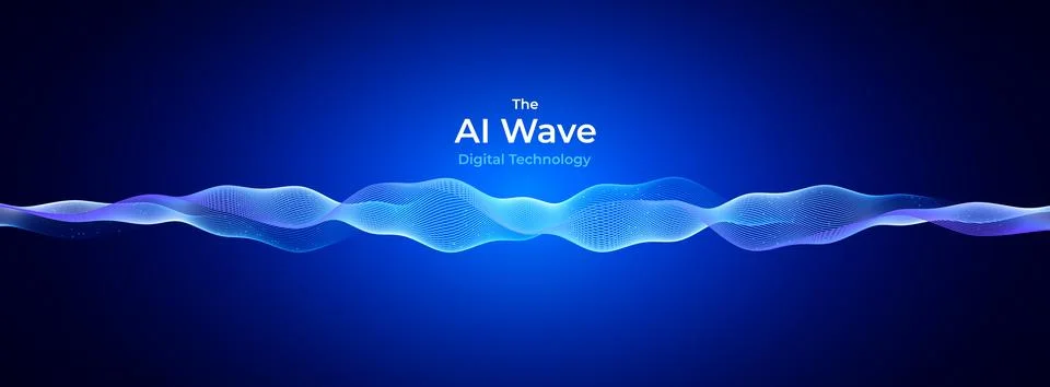 AI Wave Flow Data Stream Wavy Interaction Lines Pattern. Audio Wave Stockillustratie