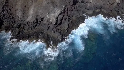 AI Waves Rough Rocks Cliff Waves Water Island Stock-Footage 70482373