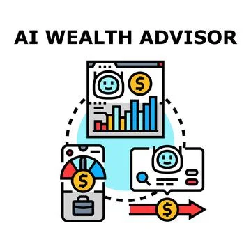 Ai wealth advisor concept providing financial management assistance Stock Illustration
