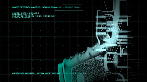 AI Weapon Detection Security Scan HUD Object Recognition Interface 스톡 동영상 344348255