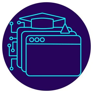 AI Web E-learning Platform icon. Vector thin line illustration 스톡 일러스트
