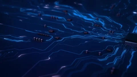 AI web network, circuit board futuristic connection system or database. 3D Stock Footage 311971822