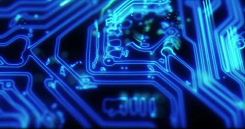 AI web network, a tech circuit board entwined with an NFT database. Empowering Stock Footage 260605247