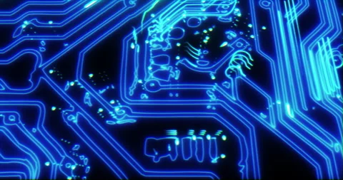 AI web network, a tech circuit board entwined with an NFT database. Empowering Stock Footage 260605543