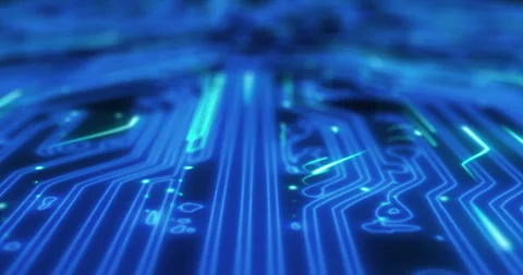 AI web network, a tech circuit board entwined with an NFT database. Empowering Stock Footage 260605679