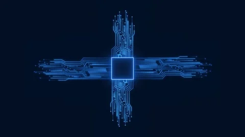 AI web network, technology circuit board Advanced Technology Visualization CPU Stock Footage 246683075