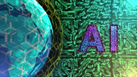 Ai word with circuit lines on digital background Stock Footage 253555746