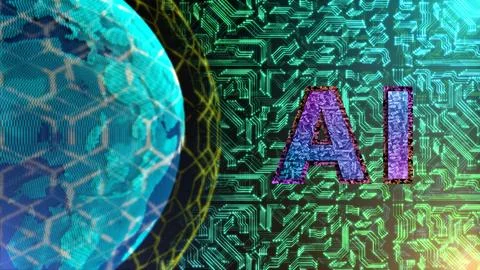 Ai word processor line texture background and blurred world illustration Stock-Illustration