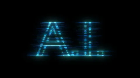 AI word reveal in technological particles with alpha matte Stock Footage 263967670