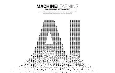 AI wording from pixel transform. concept of machine learning and Artificial I Stock Illustration