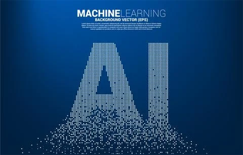 AI wording from pixel transform. concept of machine learning and Artificial I Stock Illustration