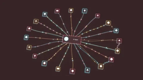 AI work framework links connections digital data algorithm able to loop endless 스톡 동영상 345482346