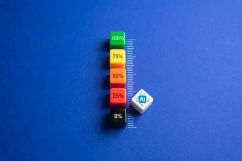 AI work involvement scale. Range from fully manual to fully automated, highli Stock Photos