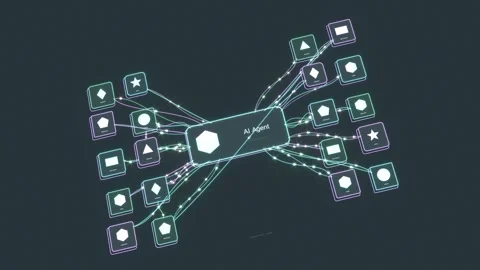 AI workflow automation LLM bg seamless looped animation Stock Footage 345269115