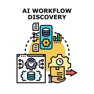 Ai workflow discovery process optimizing data workflows Stockillustratie