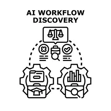 Ai workflow discovery process optimizing business automation Stock Illustration
