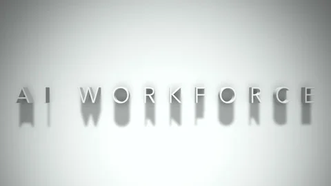 Ai workforce 3D title animation with shadows on a white background Stock Footage 298004392