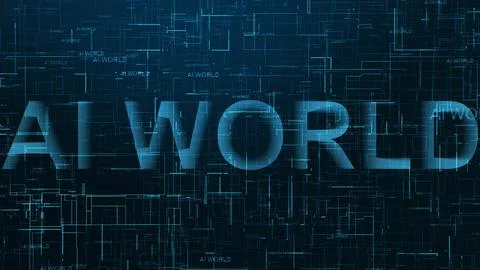 AI world 3d text data line technology Stockillustratie