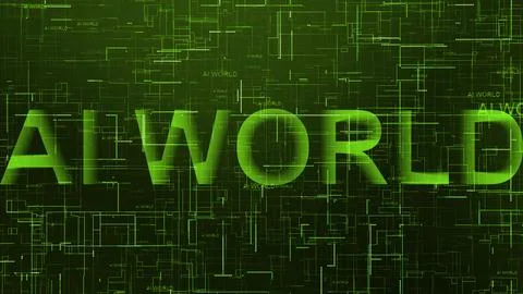 AI world text data line technology green color イラスト素材