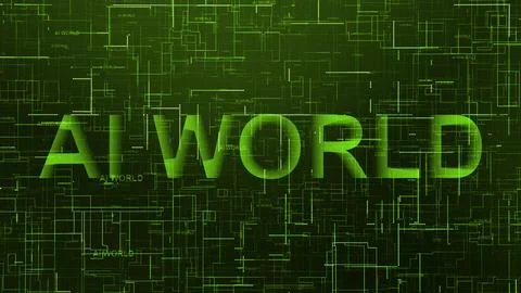 AI world text data line technology green Illustrazione stock