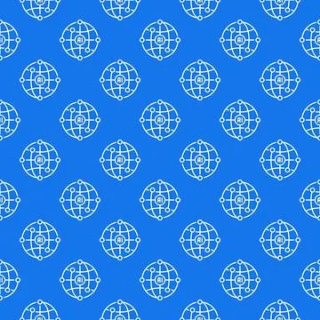 AI World vector Artificial Intelligence Earth Globe outline blue seamless p.. Stock Illustration