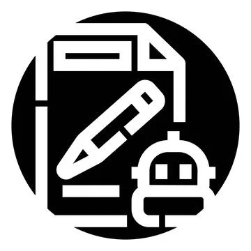 Ai writing assistant creating content documentation icon Stock Illustration