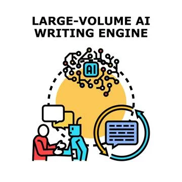 Ai writing engine creating digital content automatically Stock Illustration