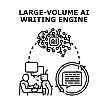 Ai writing engine creating digital content automatically Stock Illustration