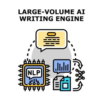 Ai writing engine processing language for content creation Illustrazione stock