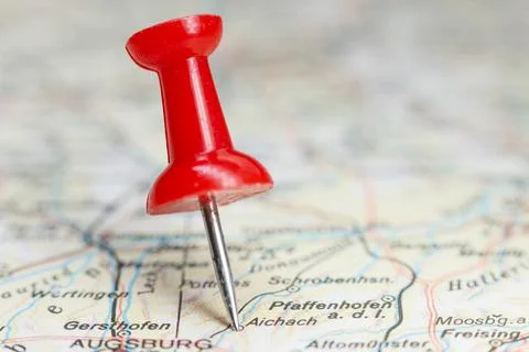 Aichach, Germany pin on map Stock Photos