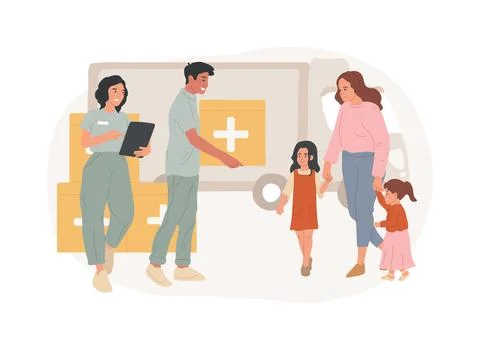 Aid to disadvantaged groups isolated concept vector illustration. Ilustración de archivo