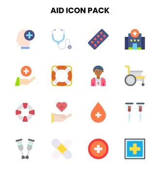 Aid Flat Scalable Icons Pack イラスト素材