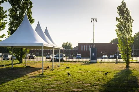 Aid groups stop services at Ter Apel asylum center over security concerns, Nethe Stock Photos