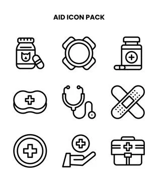 Aid Line Scalable Icons Pack Stock Illustration