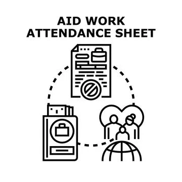 Aid work attendance sheet concept illustration Stock Illustration