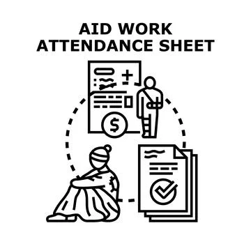 Aid work attendance sheet concept illustrating social support 스톡 일러스트